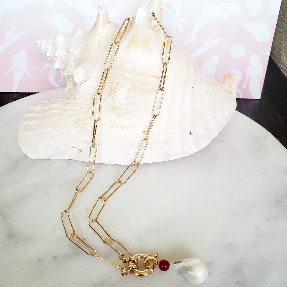 Boho Asymmetric Rough Pearl Necklace - Gold change - Picture 6 of 12